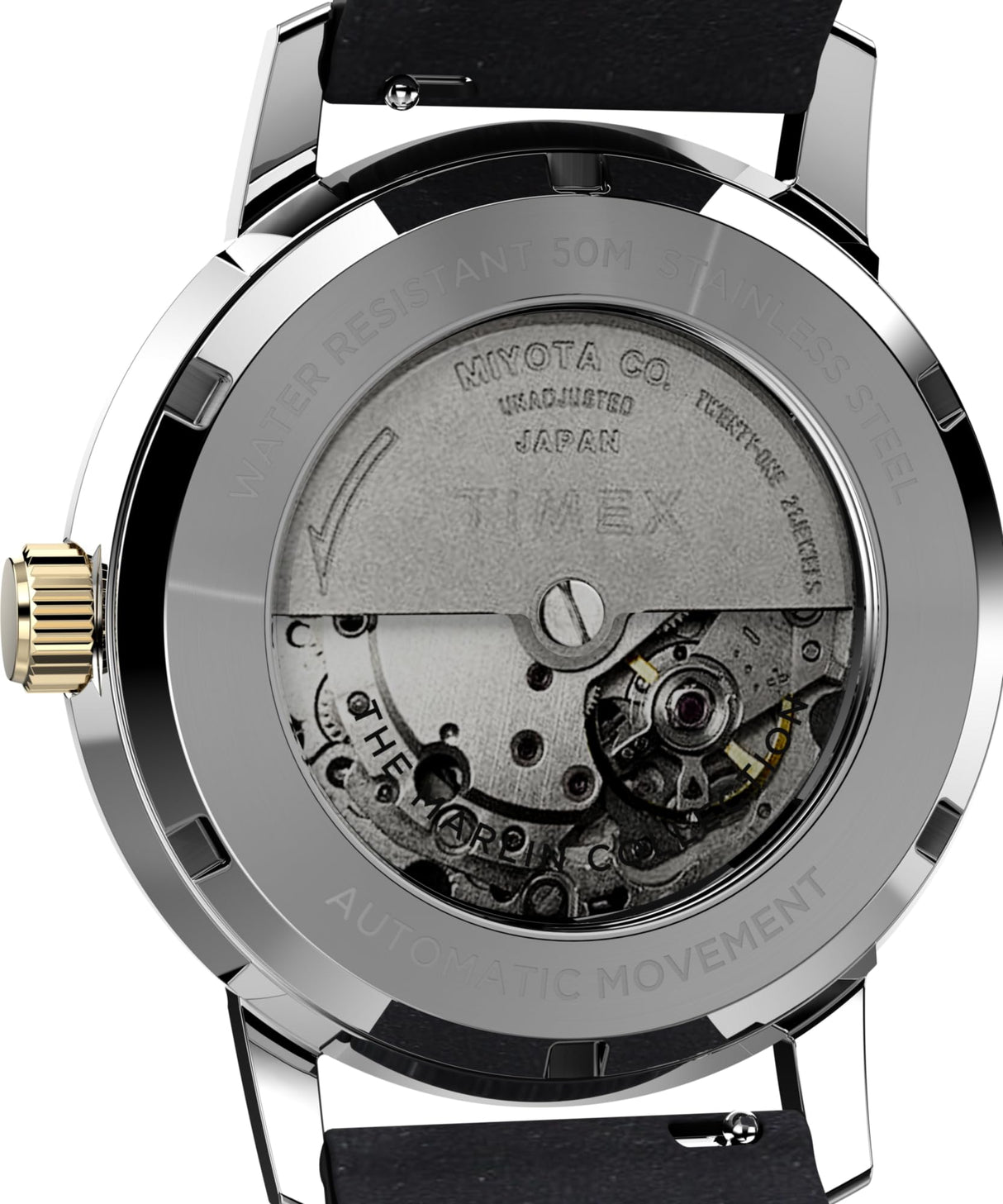 Timex Marlin Automatic - Reloj de 40 mm para hombre, correa de liberación rápida de dos piezas de cuero negro, esfera negra, caja de acero inoxidable TW2W33900