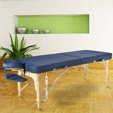 Master Massage Phoenix ThermaTop - Camilla de masaje plegable (71 cm, sistema de calefacción integrado, base de madera y mesas de transporte, cuerpo cálido, color azul real