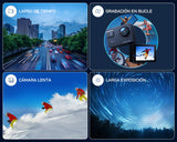 WOLFANG GA300 Cámara Acción 4K, Submarina 40m Impermeable con Tarjeta 32GB, WiFi 60FPS 24MP, Zoom 8X + Gran Angular 170° EIS, Mando 2.4G, Pantalla Táctil, 2 Baterías 1350mAh