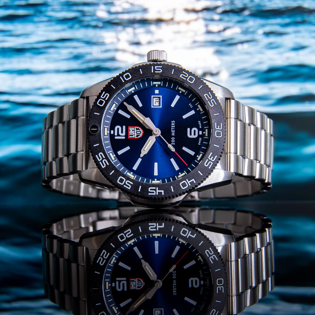 Luminox Pacific Diver XS.3123 Reloj de Hombre 44mm - Reloj de Buceo en Plata/Azul con Pantalla de Fecha 200m de Resistencia al Agua Cristal de Zafiro