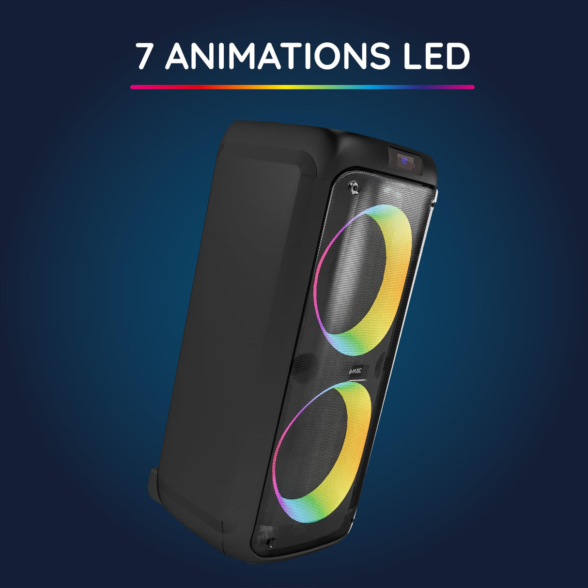 R-MUSIC - Party Boost M - Altavoz de Alta Potencia - Bluetooth 5.3, 11h de autonomía, RGB, Modo Karaoke, Micrófono con Cable, Mango Integrado, Ecualizador