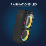 R-MUSIC - Party Boost M - Altavoz de Alta Potencia - Bluetooth 5.3, 11h de autonomía, RGB, Modo Karaoke, Micrófono con Cable, Mango Integrado, Ecualizador