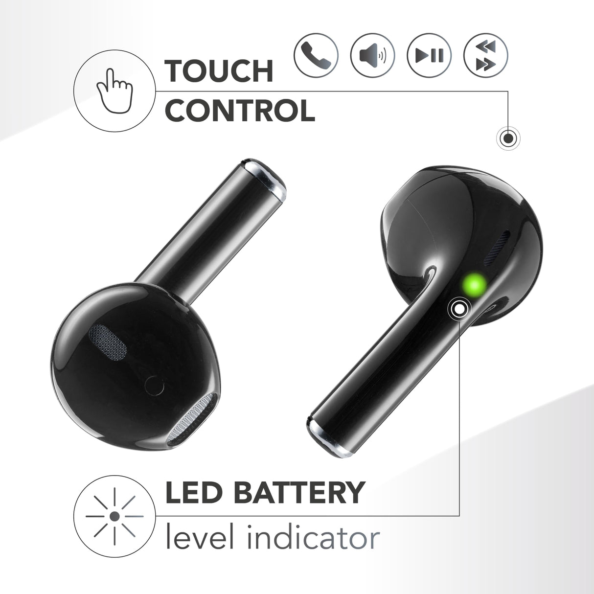 Music Sound, Spark - Auriculares TWS, Bluetooth, inalámbricos, Pantalla LED, Play Time 30 Horas, emparejamiento automático, Controles táctiles en los Auriculares, Rosa