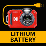 KODAK Pixpro Pack WPZ2 + 2 baterías + 1 Tarjeta SD - Compact 16M Pixels, Impermeable a 15 m, antigolpes, Video 720p, Pantalla LCD 2,7 - Batería de Li-Ion - Rojo