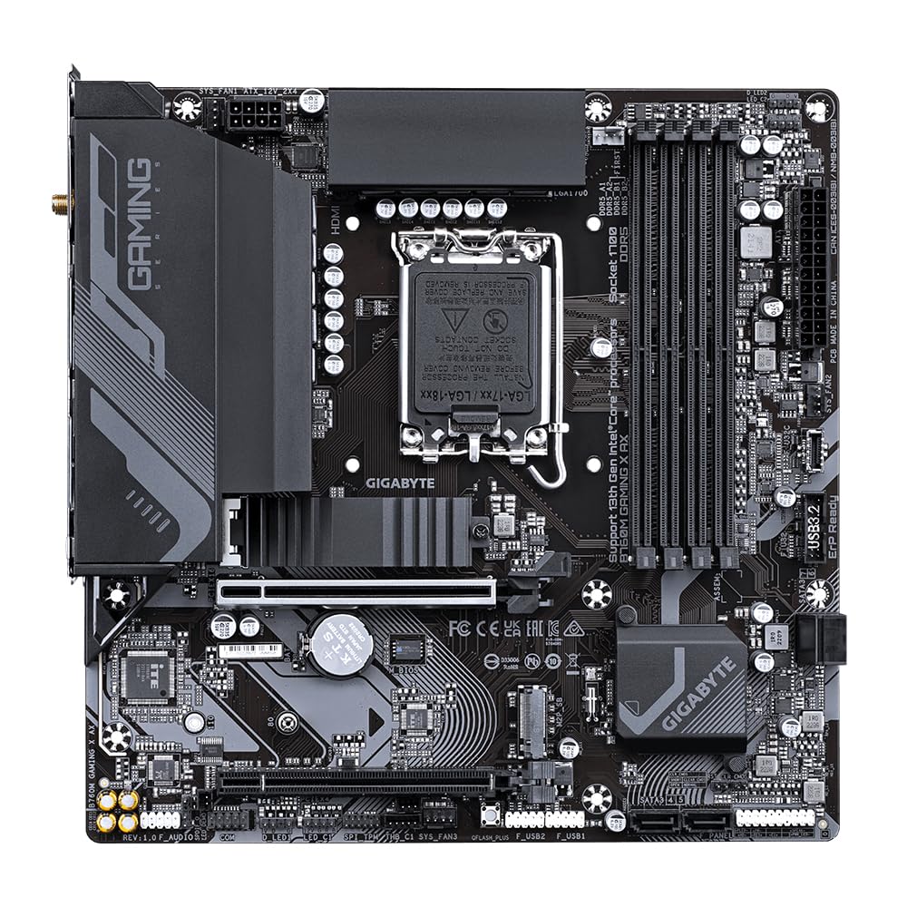 GIGABYTE B760M Gaming X AX Placa Base - Compatible con procesadores Intel Core 14ª generación, VRM de 8+1+1 Fases, hasta 7600 MHz DDR5, 2xPCIe 4.0 M.2, Wi-Fi 6E, LAN 2.5GbE, USB 3.2 Gen 2