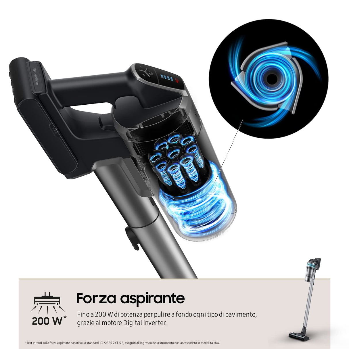 Samsung Aspirazione VS20T7531T1/ET, Samsung Jet 75 Turbo, plata negra, 4 accesorios