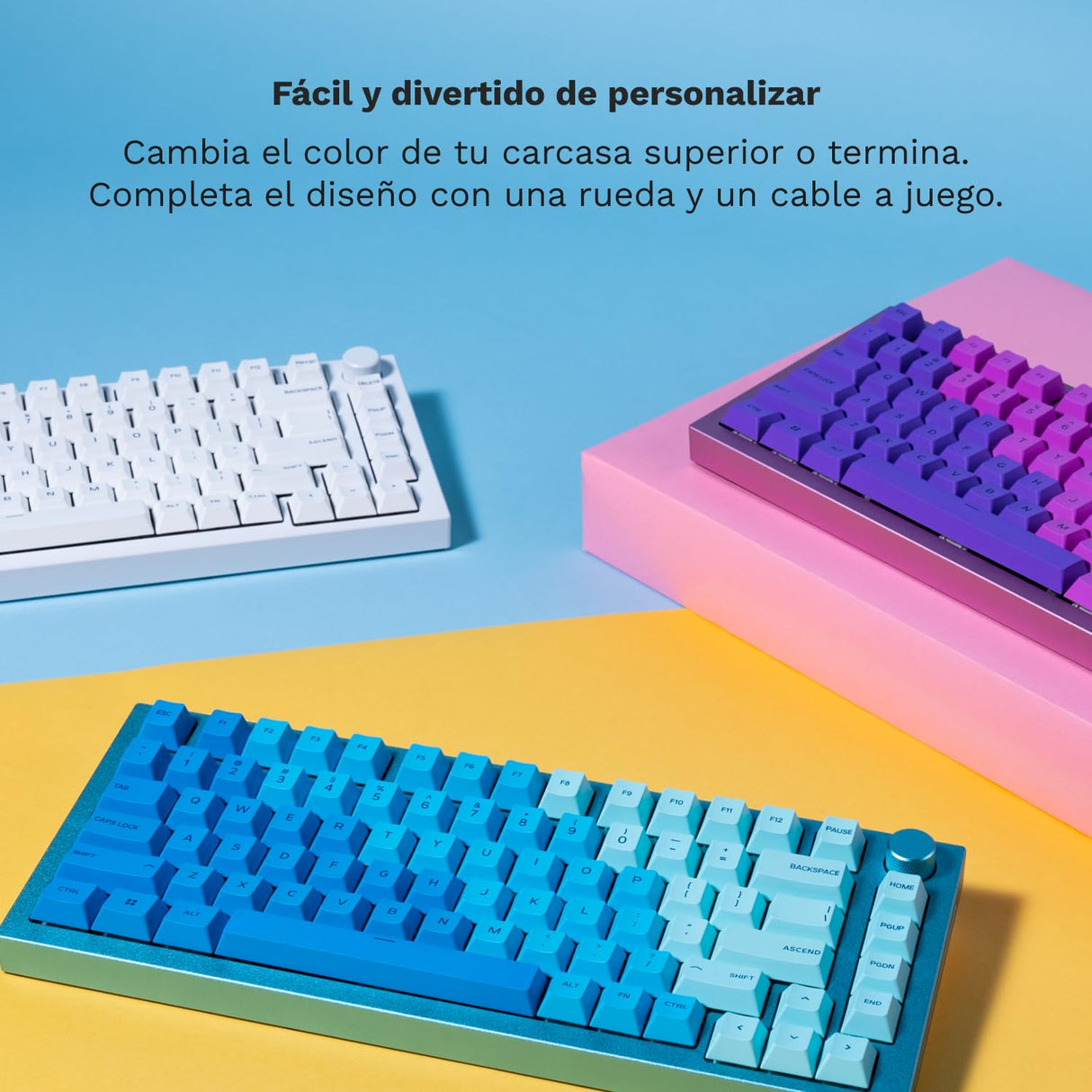 Glorious Gaming GMMK PRO 75% - Teclado gaming mecánico modular, TKL, carcasa de 1,5 kg, personalizable, cable espiral, reposamuñecas, keycaps blancas, RGB, distribuciones QWERTY español - Negro