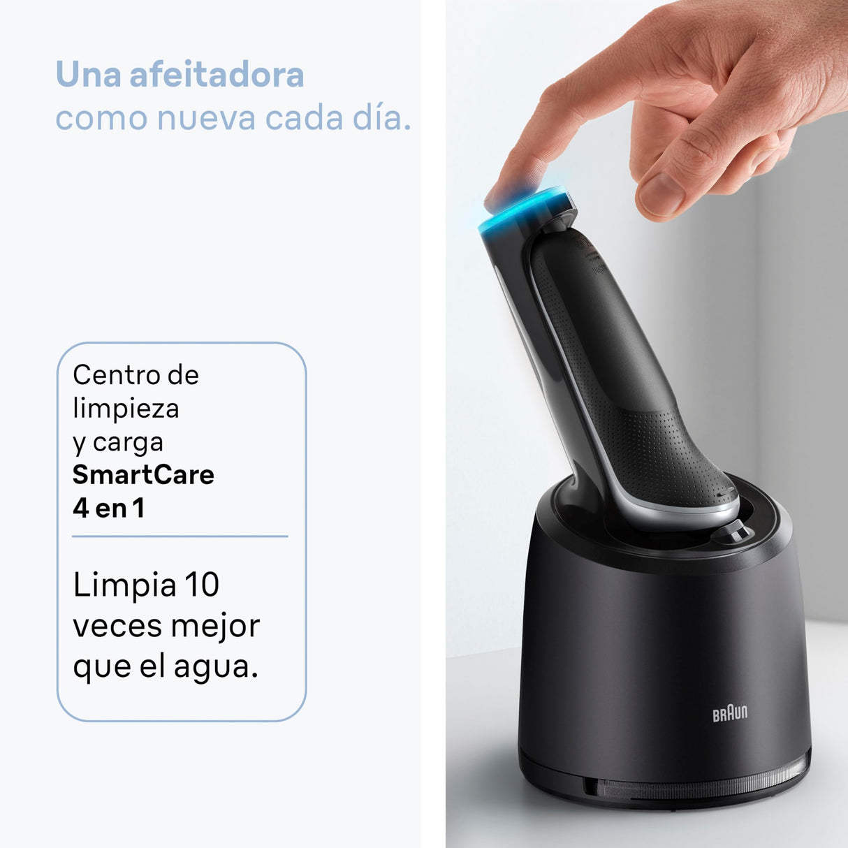 Braun Afeitadora Eléctrica Hombre Series 6, Máquina De Afeitar En Seco Y En Mojado, 2 Modos De Afeitado, 60 Min De Uso, +2 Accesorios De Rasurado, Centro De Limpieza,Estuche De Viaje, 62-S7650CC,Plata