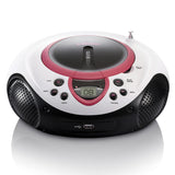 Lenco SCD-38 USB Rosa - Radio FM portátil con Reproductor de CD/MP3 - Entrada USB - Entrada AUX - Rosa
