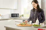 Sharp R843INW Microondas 3 en 1 con aire caliente, grill y convección , 25 L , 800 W , grill 1000 W , 2500 convección , Plato Giratorio de Metal (30 cm) , Plateado