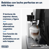 De'Longhi Dinamica Plus ECAM382.70.B, Máquina Automática de Café en Grano, Máquina Cappuccino con LatteCrema Hot, Cafetera Espresso, Taza con 18 Recetas, Pantalla TFT 3,5'', 1450W, Negro