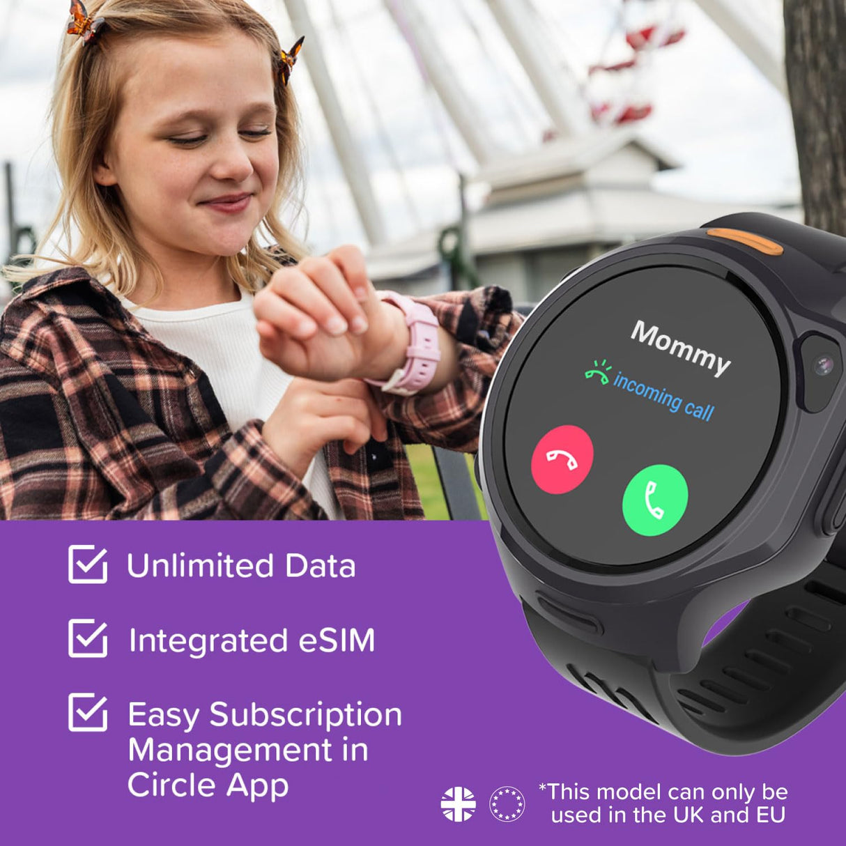 myFirst Fone R2- Smartwatch para niños (EU) con eSIM, AMOLED, cámara 5 MP Gran Angular, GPS y Control Parental - con conexión Circle. A Partir de 5 años (Color Chocolate Blanco)