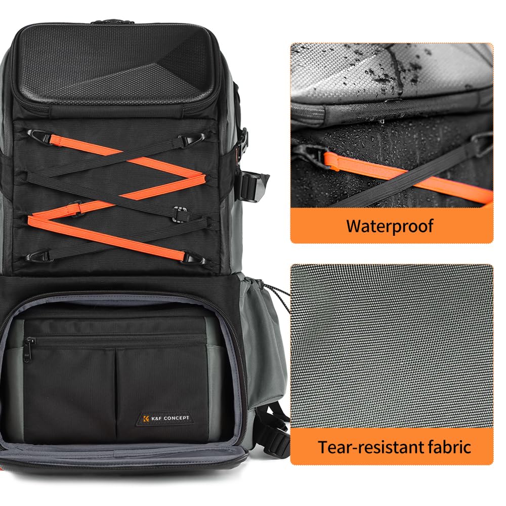 K&F Concept Mochila para Cámara, Mochila Fotográfica Profesional, 32L Mochila Fotografia Multifuncional Bolsa para Cámara Impermeable Resistente, Compartimento para Portátil de 15.6 Pulgadas