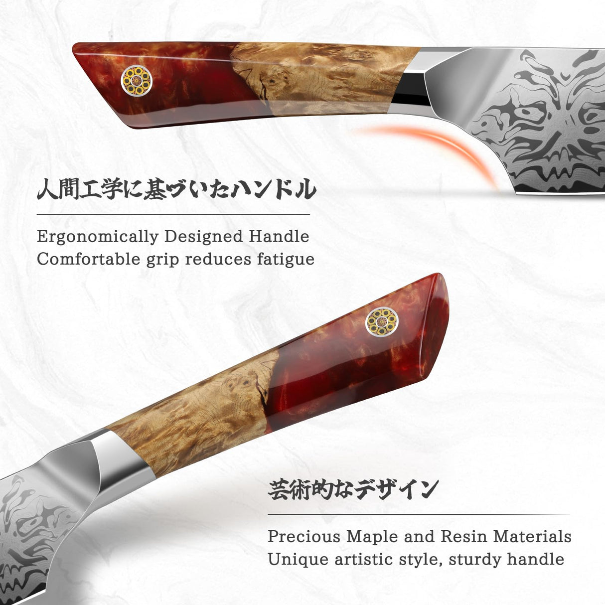 SHAN ZU Cuchillo de Chef Damasco, Cuchillo de Cocina Japonés de Acero en Polvo SG2, Cuchillo Cocinero de 20cm Forjado a Mano en 91 Capas de Acero Damasco, Mango de Arce - WHITE TIGER Series