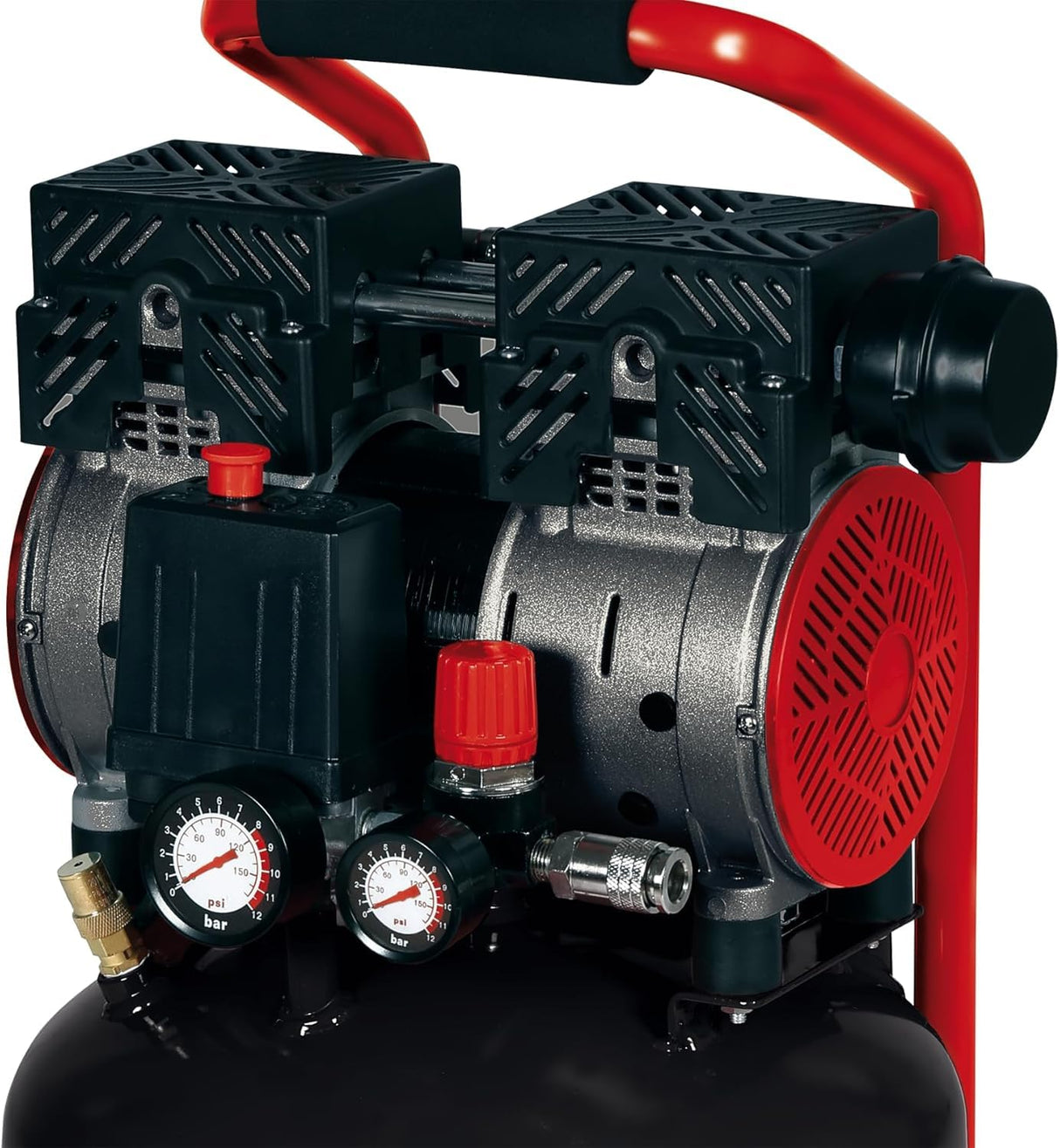 Einhell Compresor TE-AC 24 Silent (compresor silencioso con 750 W, máx. 8 bar, motor exento de aceite y servicio, depósito de 24 l, manómetro y acoplamiento rápido, válvula de seguridad)