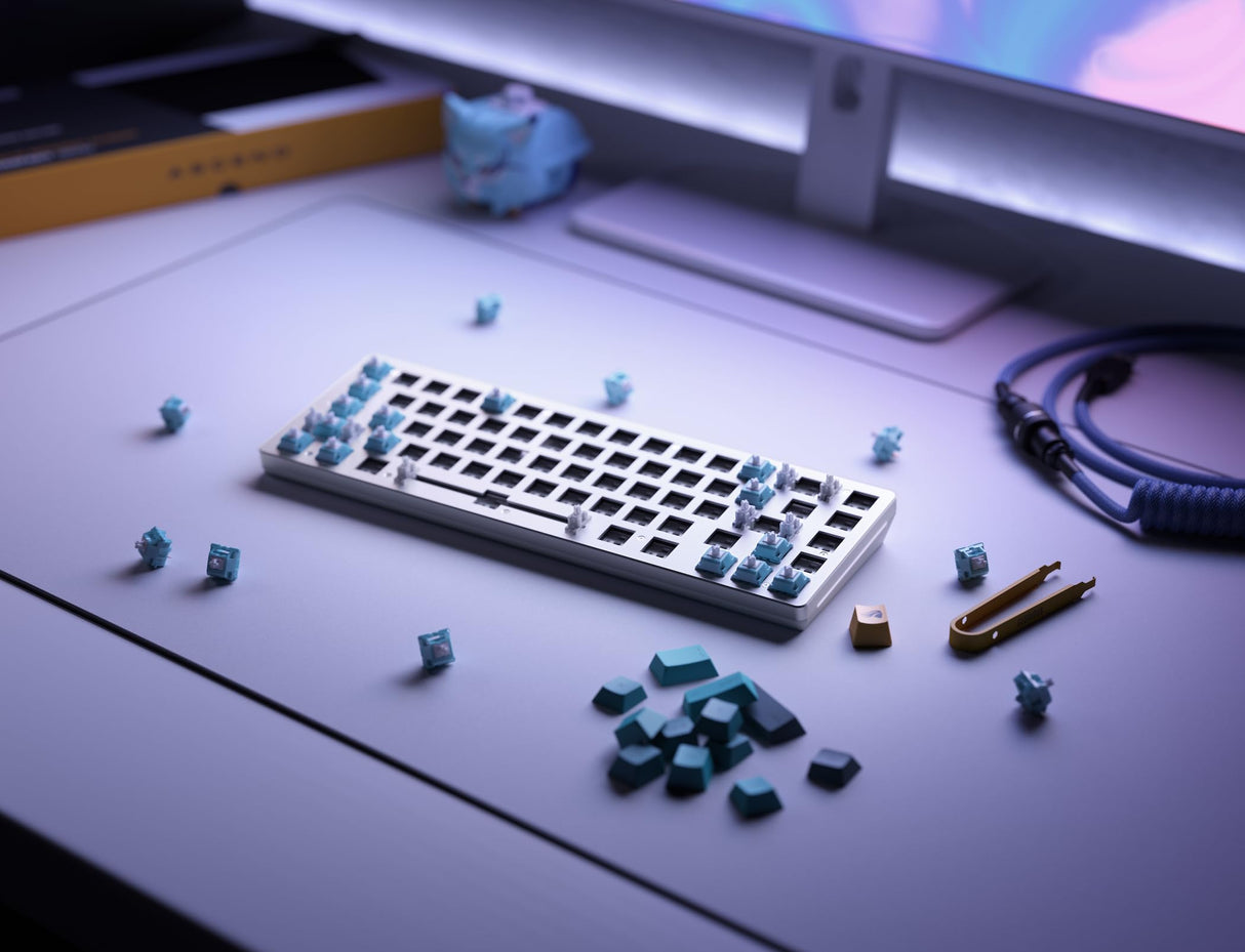 Glorious Gaming GMMK 2 Compact (65%) Barebones (solo carcasa) - Carcasa de teclado gaming mecánico, compacta TKL (65%), aluminio, personalizable, RGB, distribuciones americano / ANSI - Blanco