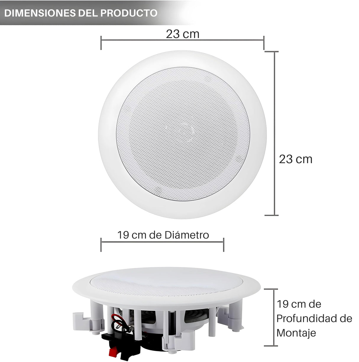 Pyle Altavoces empotrables, Bluetooth, Pared, Techo, 6.5”, 150W, Dos vias, Estereo, Estereo, Rejilla Redonda/Cuadrada Intercambiables