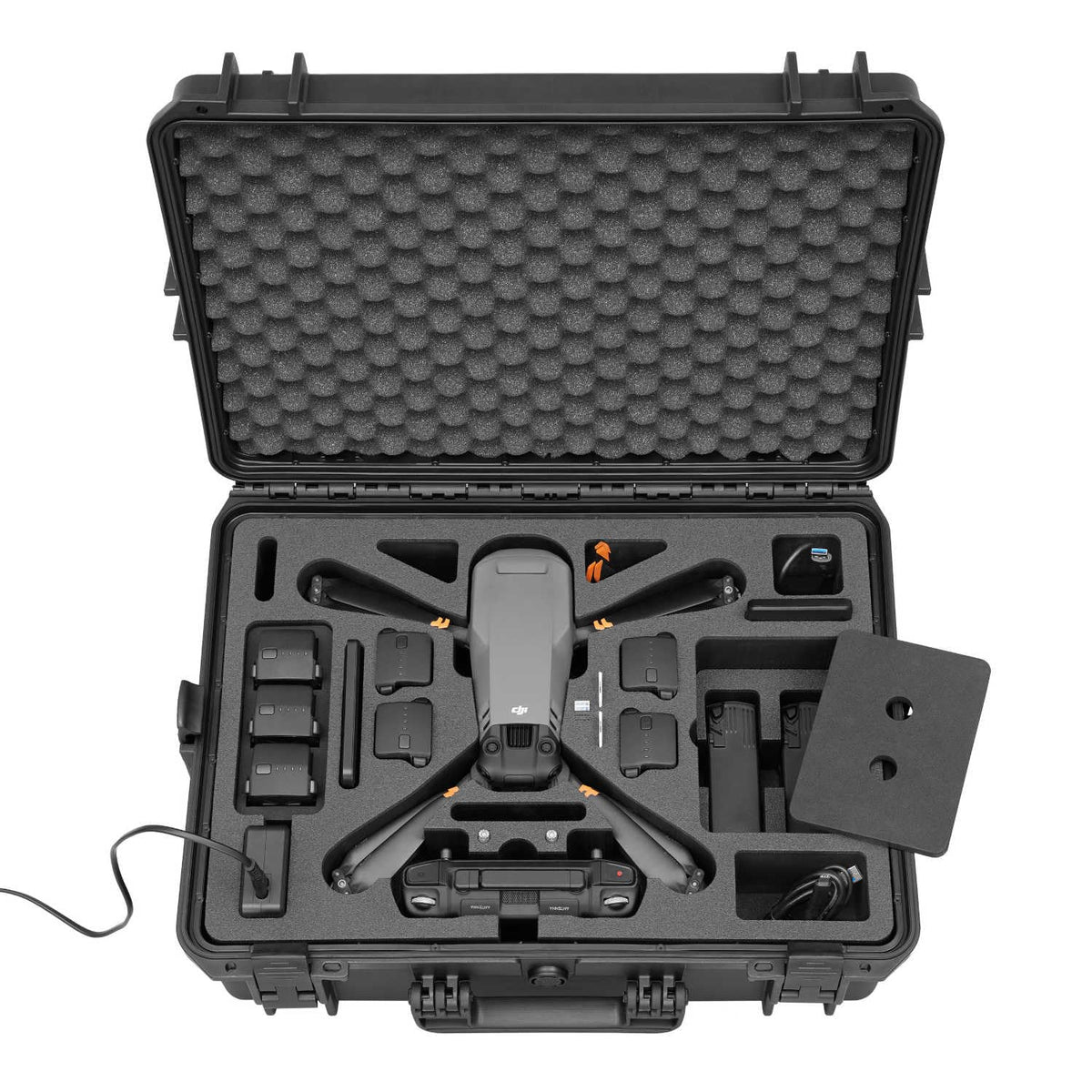 TOMcase Maleta para Drones Ready to Fly para dji Mavic 3 / Pro/Classic, Mando a Distancia estándar o dji RC/RC Pro, Carga de baterías en la Caja, Maleta Impermeable - Made in Germany (RTF)