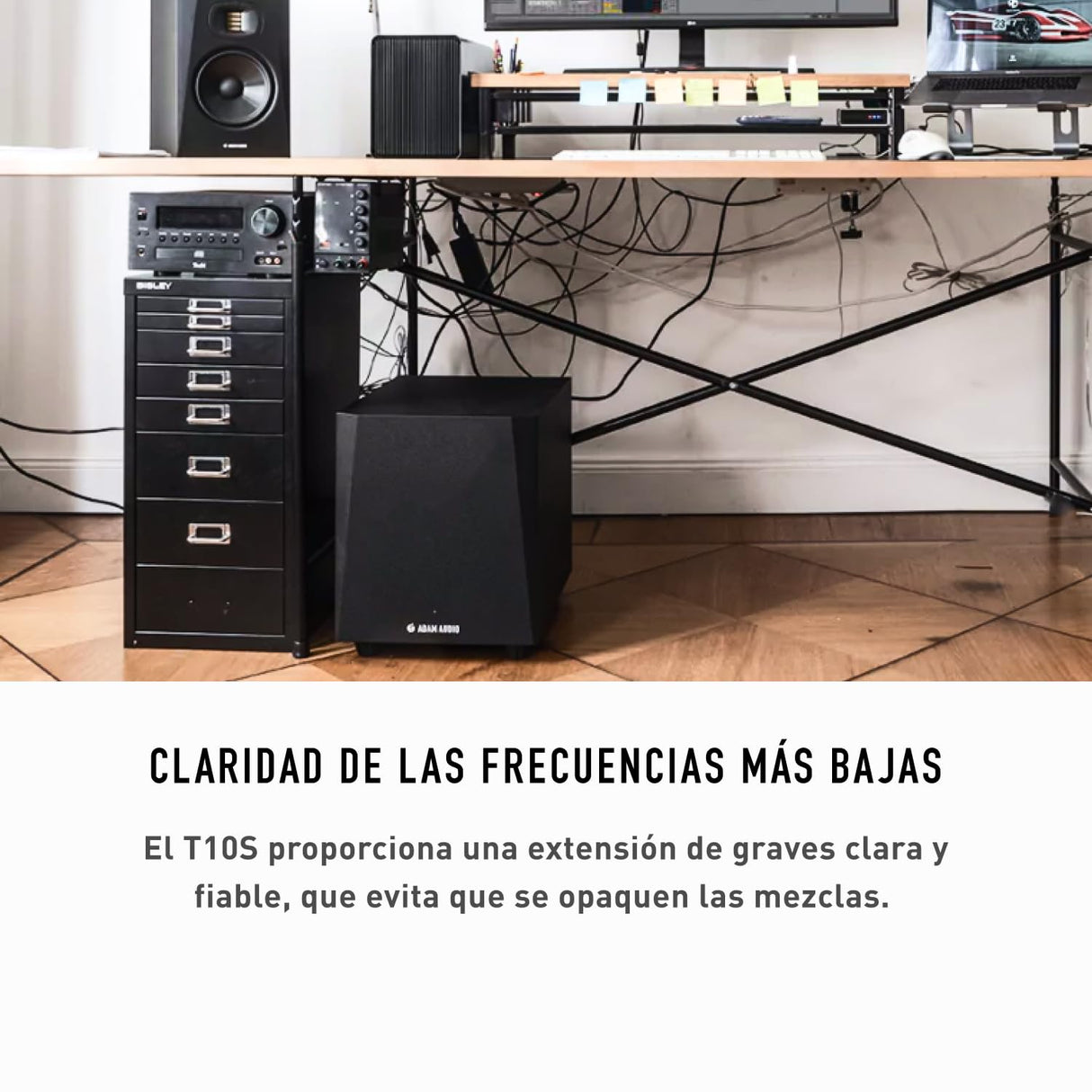 Subwoofer ADAM Audio T10S para grabación, mezcla y masterización, sonido de calidad de estudio