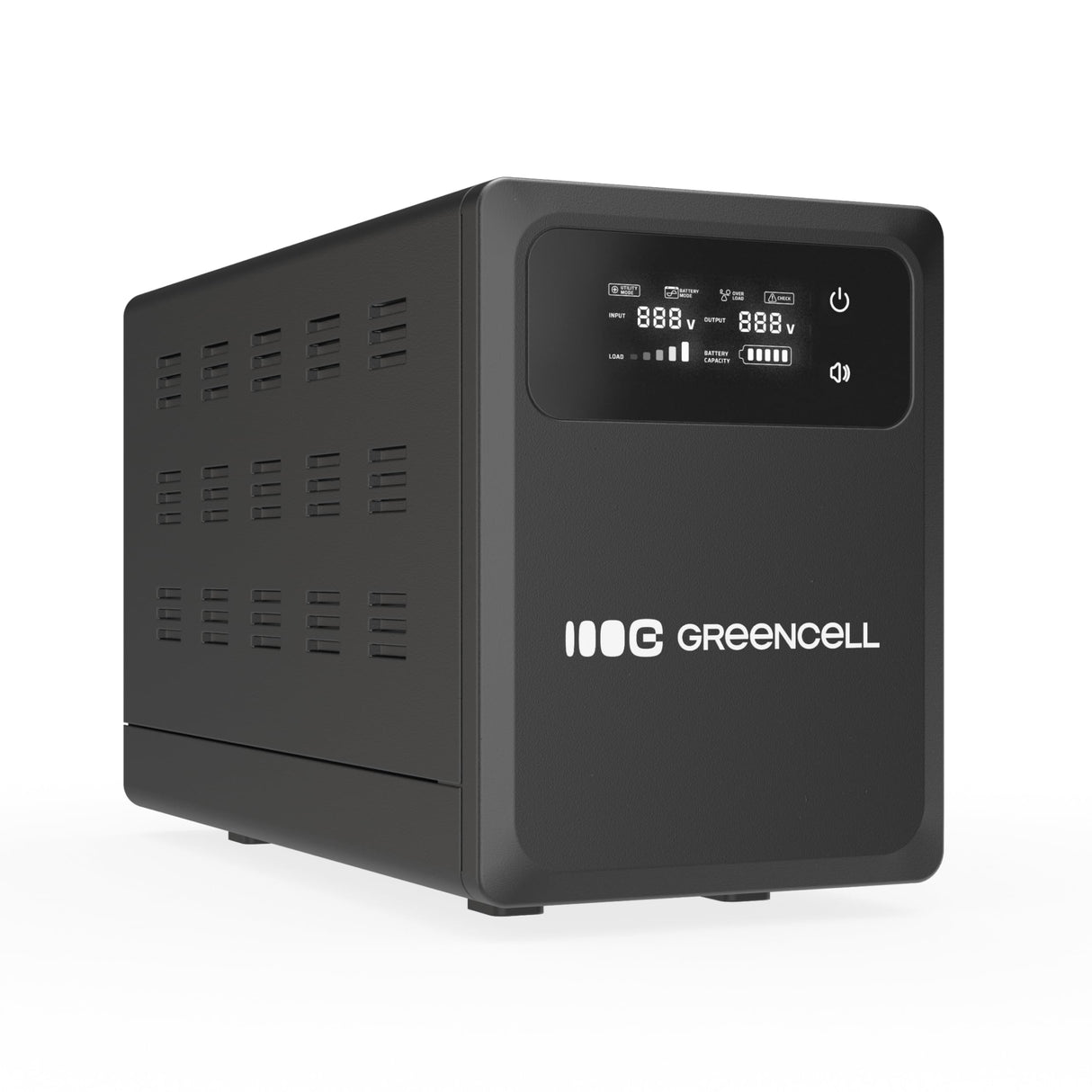 Green Cell SAI 1200 W 2000 VA PowerCore, Fuente de alimentación de Emergencia con Pantalla LCD, AVR UPS con Onda sinusoidal Pura, conexión de batería Externa, protección contra sobretensión