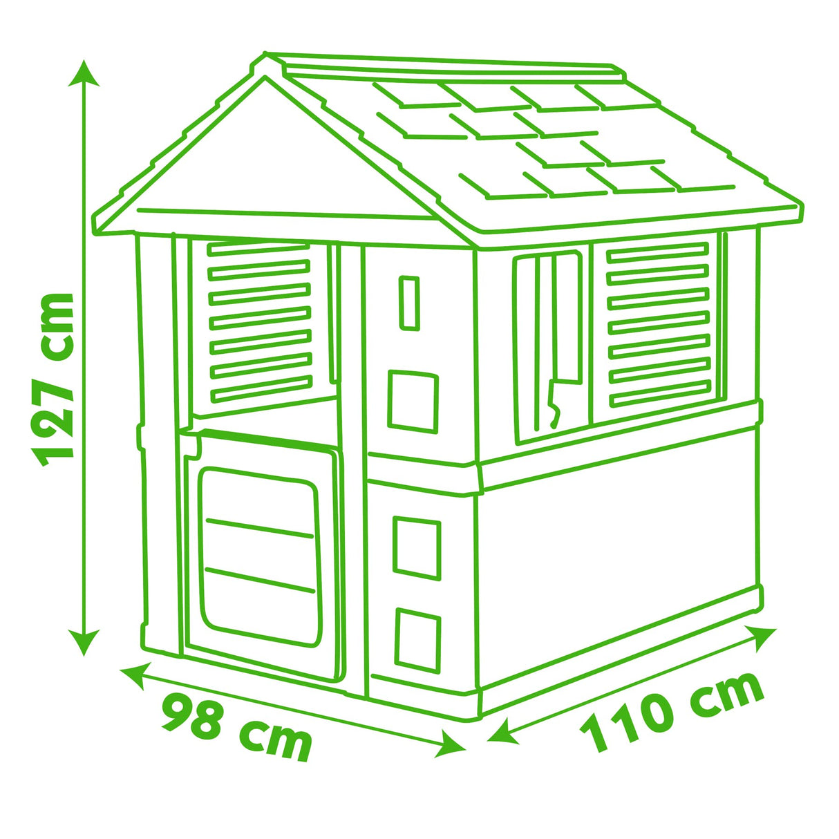 Smoby, Casita Infantil Sunny Playhouse, con 2 Ventanas y Puerta, Sólida y Robusta, para Niños a Partir de 2 Años, 7600810707