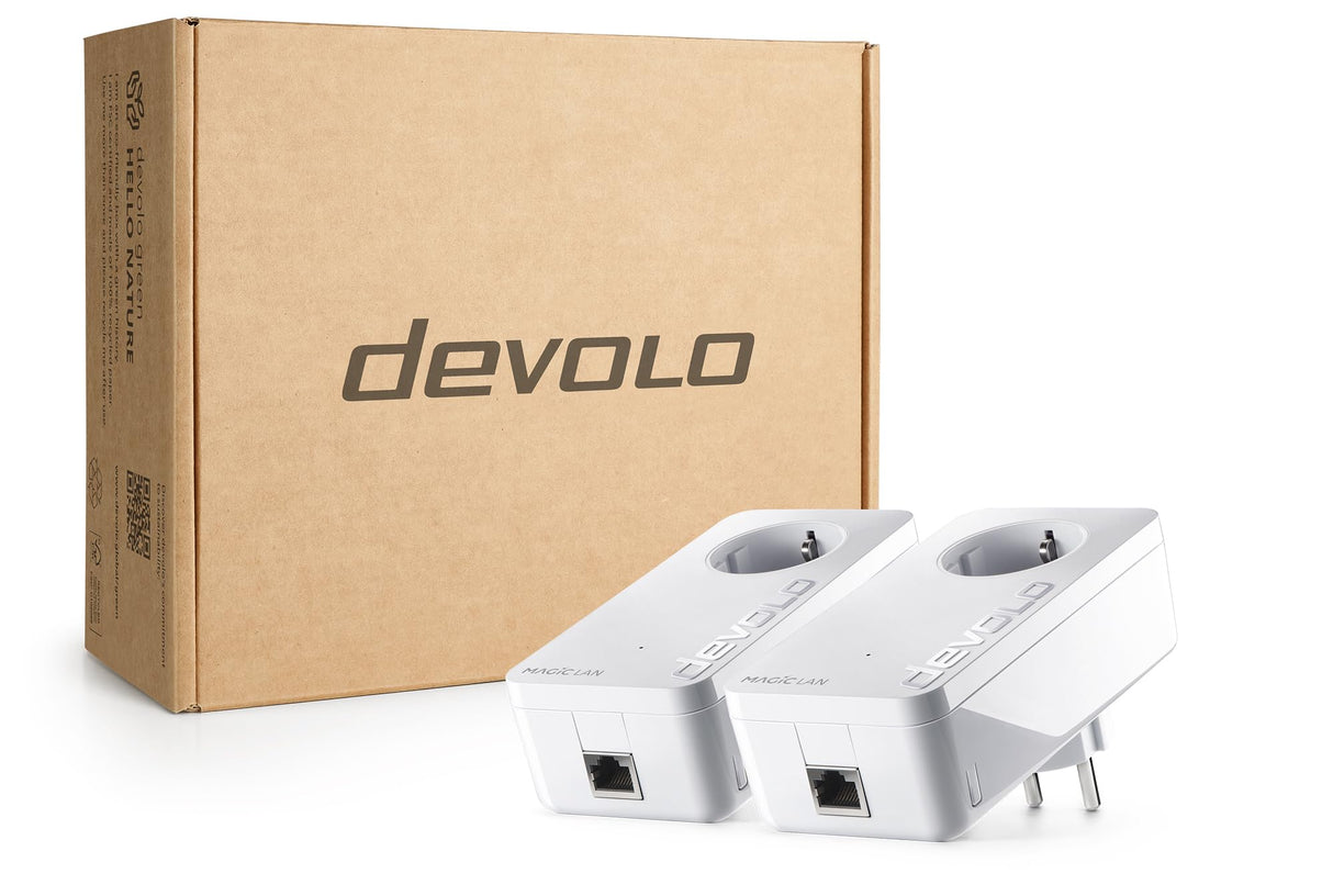 Devolo Magic 2 LAN Starter Kit, Adaptador LAN Powerline, hasta 2.400 Mbps, 1x conexión Gigabit LAN, optimo para Juegos, Blanco