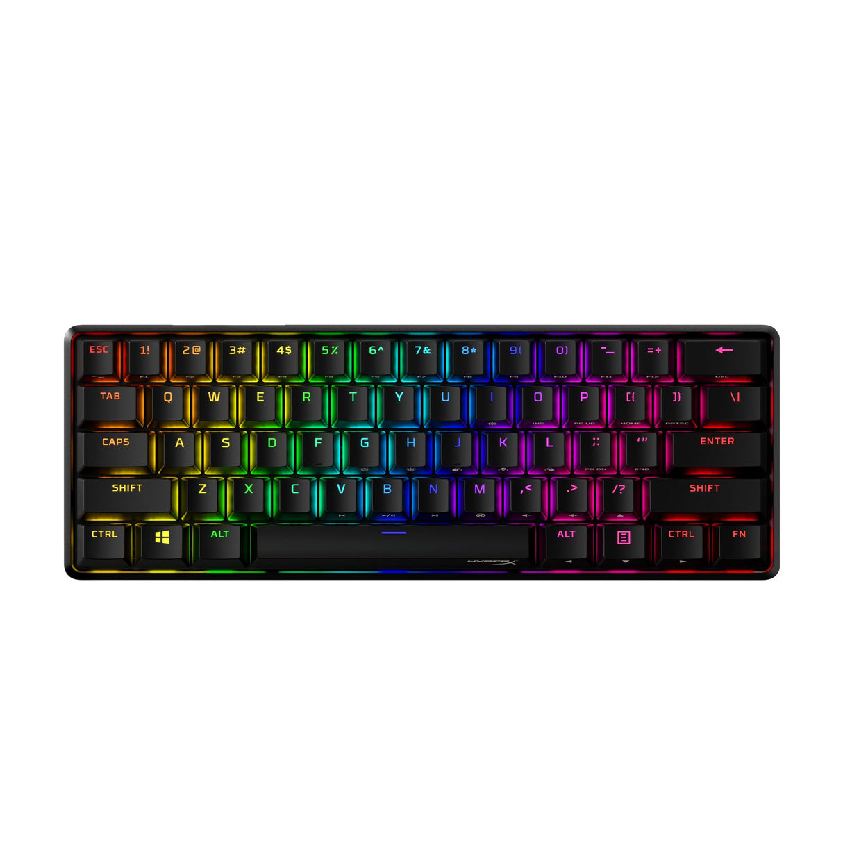 HyperX Alloy Origins 60 – Teclado mecánico para juegos - Formato ultracompacto al 60 % – Tecla HyperX Aqua (táctil) - Cubiertas de PBT de doble capa de las teclas - Retroiluminación LED RGB