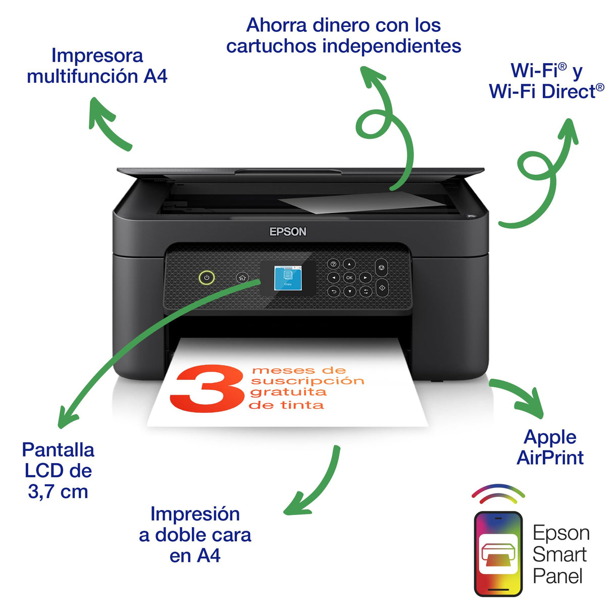 Impresora de inyección de tinta multifunción Expression XP-3200 A4 con conectividad inalámbrica y 3 meses gratis de suscripción ReadyPrint Flex*