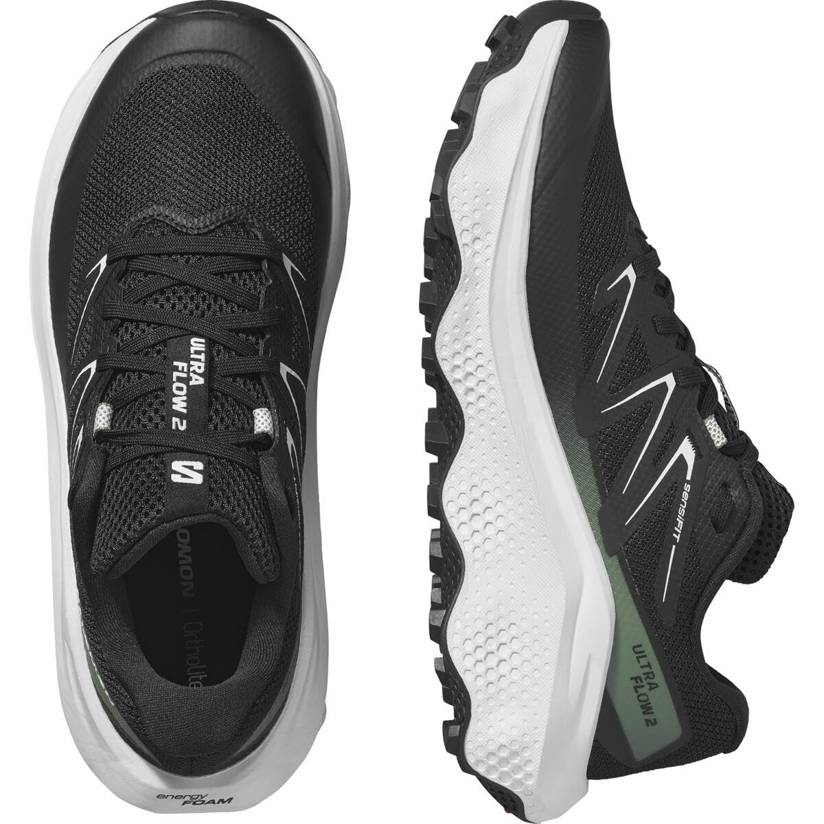 Salomon mujer Ultra Flow 2, zapatillas de trail running versátiles y cómodas, perfectas para excursiones y trail running en aventuras al aire libre, Negra, 37 ⅓