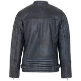 URBAN 5884 Chaqueta de Piel Hombre RALF, Chaqueta de Piel Genuina Estilo Motero, Suave y Duradera, Hecha a Mano, Denim, 2XL