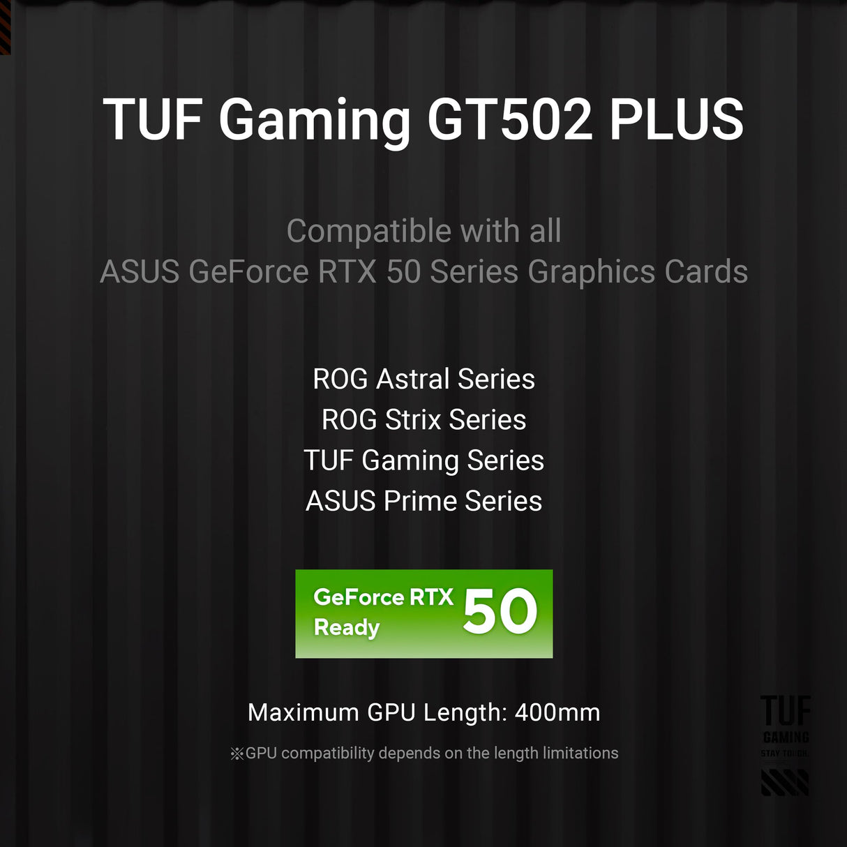 ASUS TUF Gaming GT502 Plus Black - Chasis Gaming ATX (diseño de Doble cámara, Zonas de refrigeración Independientes, Paneles Laterales sin Herramientas, USB 3.2 Gen 2 Tipo-C, Ventiladores ARGB)
