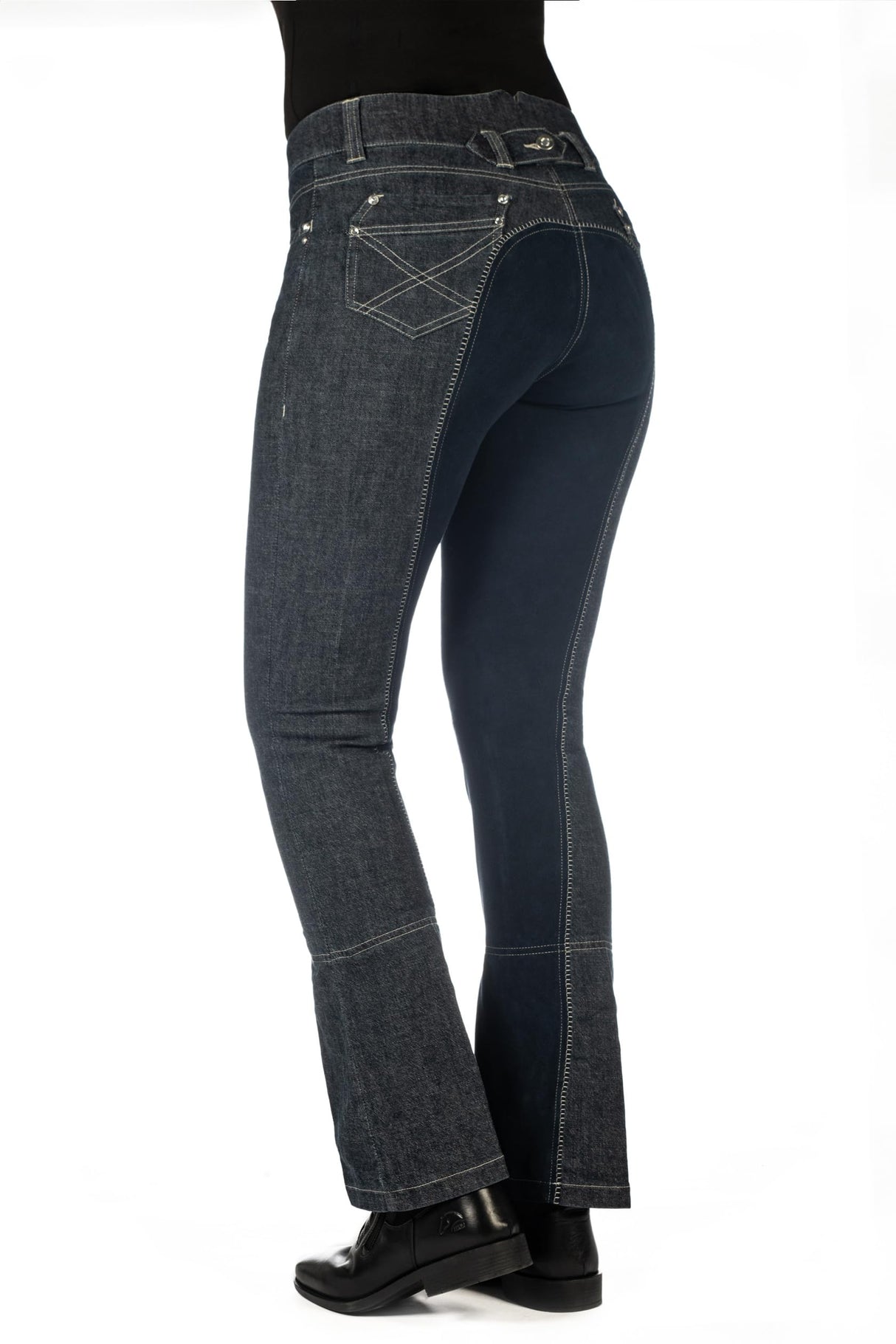 HKM Pantalones Jodhpur -Miss Blink- 1/1 Alos Besatz6169 para Mujer, 6169 Azul Vaquero Azul Oscuro, 40 EU