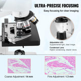 VEVOR Microscopio Compuesto Biocular 40X-2500X con Biología de Etapa de 2 Capas