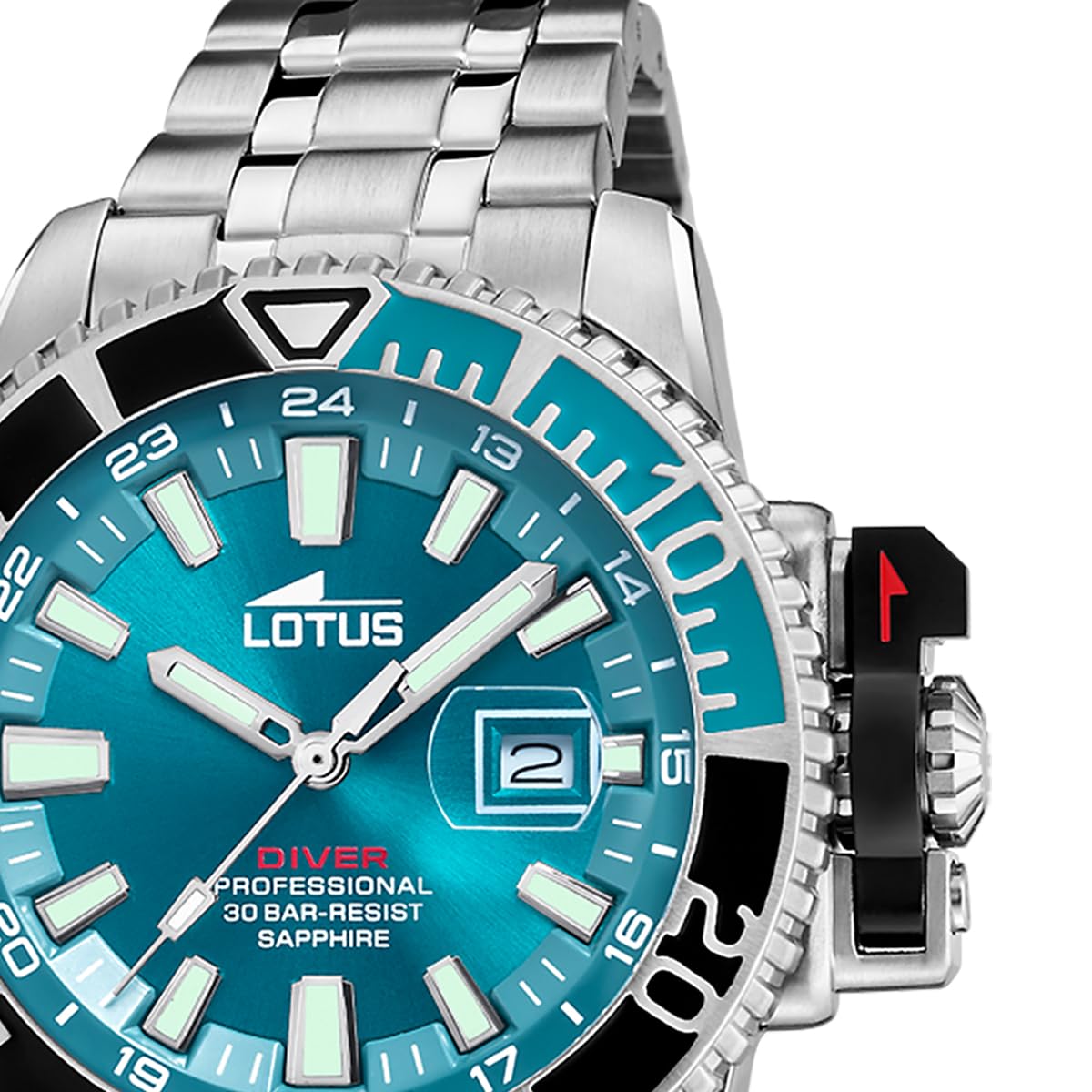Reloj Lotus para Hombre 18938/1 Diver Caja de Acero Inoxidable 316l Plateado Correa de Acero Inoxidable 316l Plateado