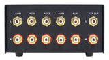 Dynavox AUX-S, Interruptor de expansión de Entrada en Carcasa de Metal con 5 entradas RCA, para amplificadores estéreo y Surround, Color Plateado