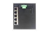 DIGITUS Conmutador de Red Plano - 5 Puertos Gigabit Ethernet - Montaje en Carril DIN - Bloque de terminales - Sin Ventilador - Negro/Azul