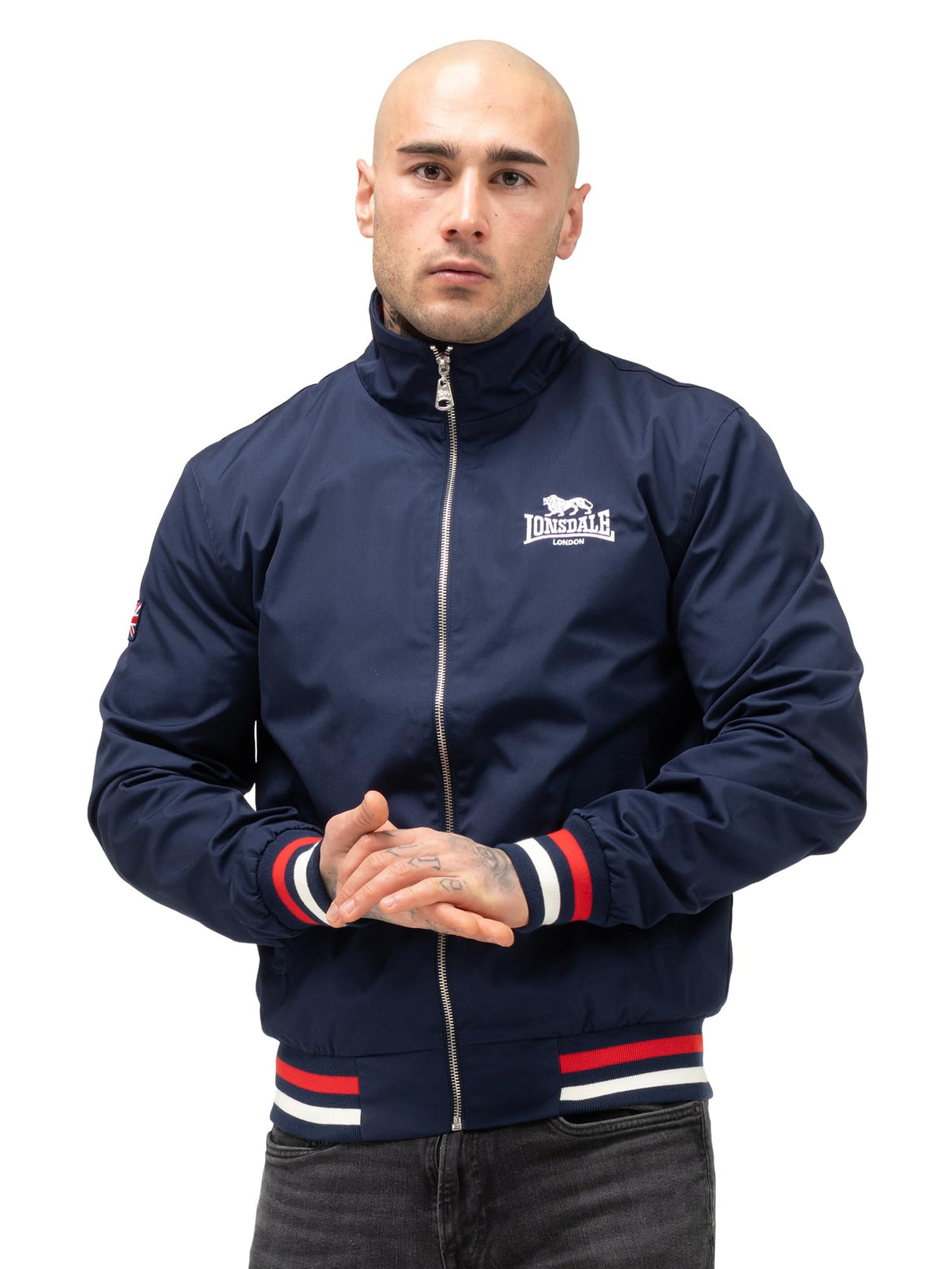 Lonsdale NEWDIGATE Chaqueta de transición, Azul Marino/Blanco/Rojo, XL Men's
