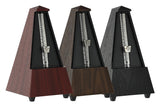 Wittner Metrónomo Taktell en forma de pirámide Sistema Maelzel Serie 845 - Carcasa de plástico - Sin campana - Grano de caoba - Mecánico con cuerda - No se requieren baterías - Hecho en Alemania
