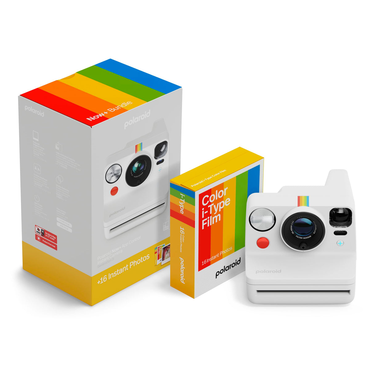 Polaroid - Now+ Gen 3 - Cámara instantánea con conexión Bluetooth - Paquete de cámara + película en Color (16 Fotos) Blanco (6563)