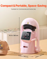 VEVOR Prensa Térmica Automática para Gorras con 2 Platinas Intercambiables Pantalla Táctil para un Control Preciso de Tiempo y Temperatura, Impresión por Transferencia Térmica para Sombreros, Rosa