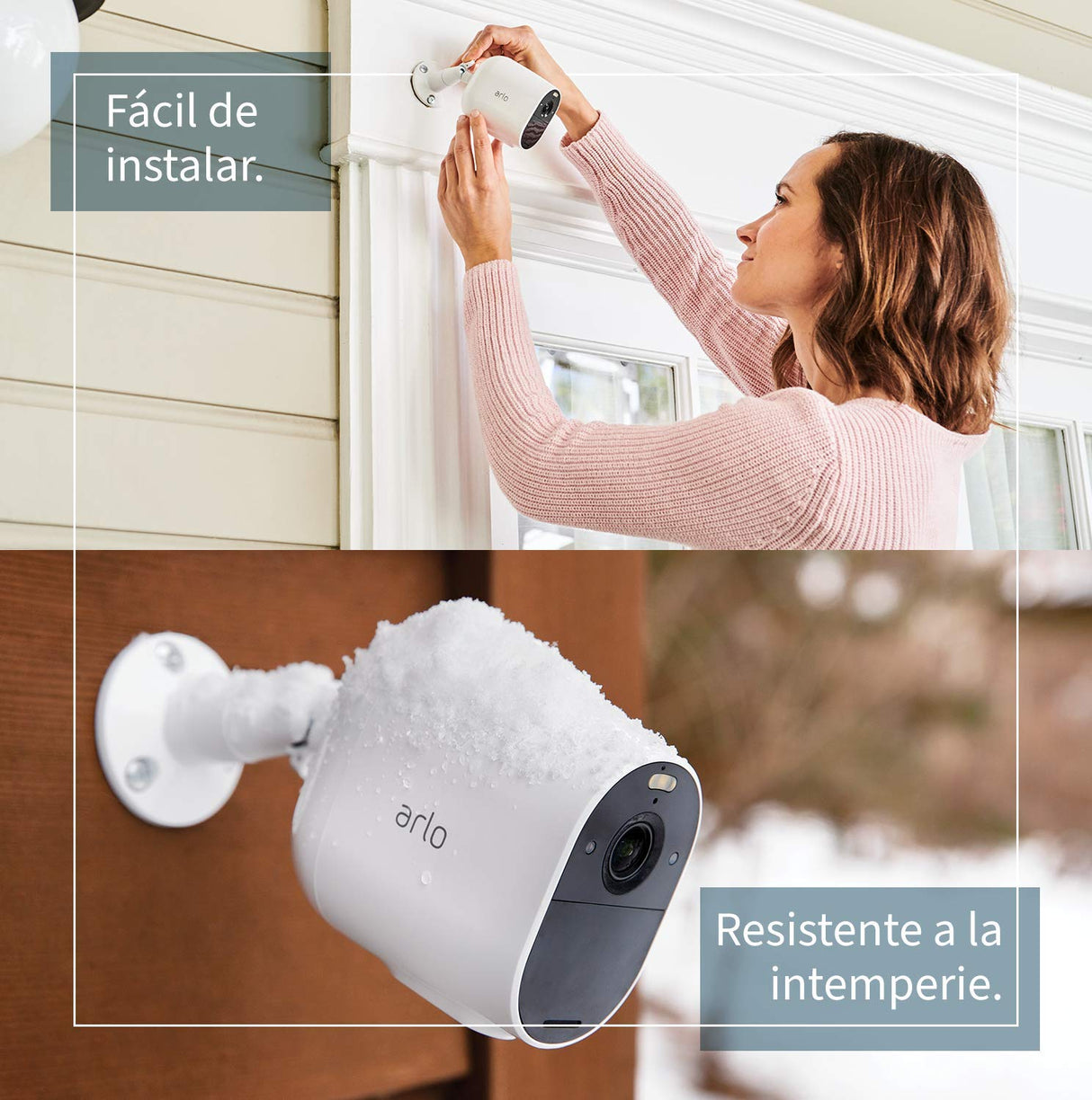 Arlo Essential Camara Vigilancia WiFi Exterior 1080p HD, Camara Vigilancia WiFi Interior, Sensor de Movimiento, Alarmas Para Casa, Prueba Arlo Secure Incluida, Visión Nocturna, 3 Cámaras, Blancas