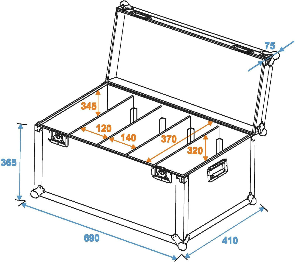ROADINGER - Funda para Flightcase 4X Pro Slim, Talla L, Multicolor, Talla única