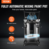VEVOR Tanque a Presión para Pintura en Aerosol de Agitación Automática de 30 L Presión Ajustable de 70 PSI, Tanque de Pintura a Presión con Pistola Rociadora y Mangueras para la Decoración del Hogar