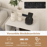 FANTASK Soporte para tocadiscos con estación de carga, soporte para discos de vinilo de 3 niveles, mesa de almacenamiento con estante y 4 separadores para salón, 48 x 40 x 88 cm