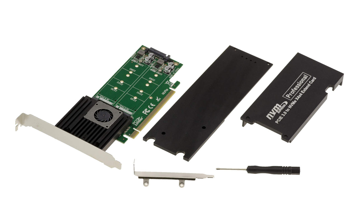 Kalea-INFORMATIQUE Tarjeta controladora M2 PCIe 3.0 x16 para 4 Unidades SSD M.2 NVMe M Key. Perfil Alto y bajo. Conjunto de Chips ASM2824.