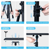 DECOSIS Trípode para proyector de 23.5 a 46.5 pulgadas, soporte de trípode para laptop de altura ajustable con soporte de teléfono de cuello de cisne, soporte de suelo para laptop para oficina, hogar,