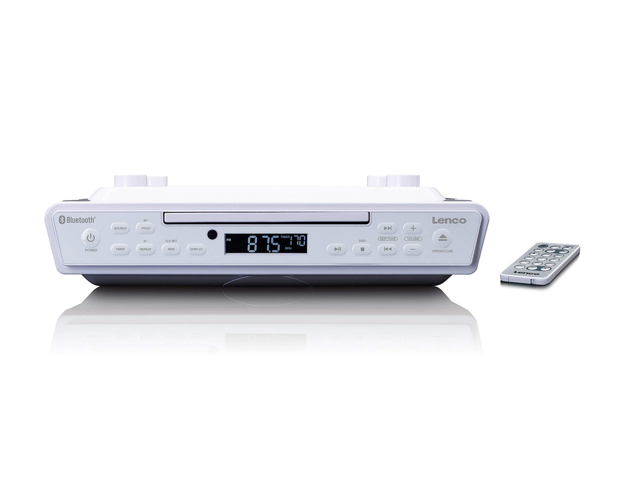 Lenco KCR-150 A003089 - Radio FM con Kit de Montaje para subestructura (2 x 3 W RMS, función Temporizador), Color Blanco