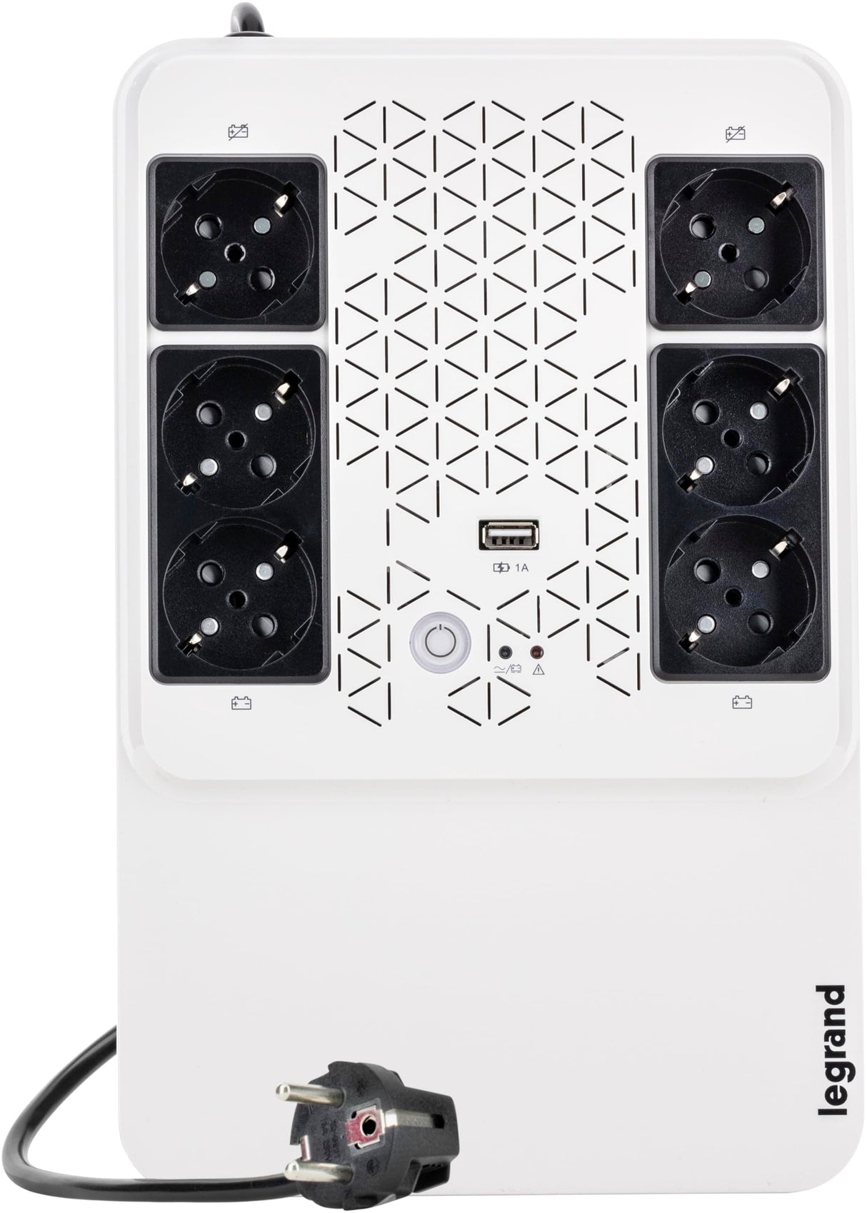 SAI Keor multiplug, 310082 de Legrand, line interactive con 6 bases Schuko y protección integrada 800VA 480W y autonomía de 10 a 15 minutos, blanco/negro