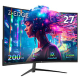 Z-Edge Monitor Gaming Curvo 27'' 200 Hz, 1ms, FreeSync, Pantalla FHD 1080P con DP Cable, 350 CD/m², 1500R VA Sin Marco, HDMI2.1 & DP1.4, VESA, sRGB 99%, 178° ángulo de visión, Inclinación Ajustable