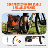 VEVOR Remorque de vélo pour Enfants, siège Double, Charge 55 kg, Porte-auvent 2 en1 transformant en Poussette, remorque de vélo Pliable pour Tout-Petits Avec attelage de vélo universel, Orange Gris